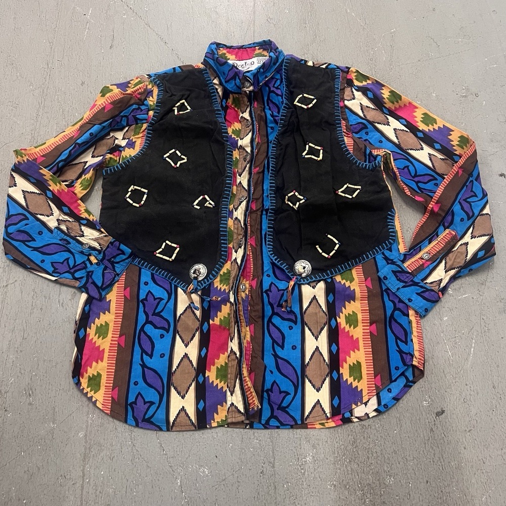 Vintage Rodeo Western‎ Wear Women's Button Up Long Sleeve Shirt Top Size Large